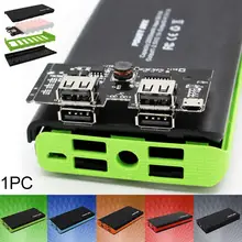 Мощность банк Зарядное устройство чехол Shell с светодиодный фонарик 4 Порты usb Мощность внешнего аккумулятора, "сделай сам" Наборы Мощность ed 6X18650 батареи#1107