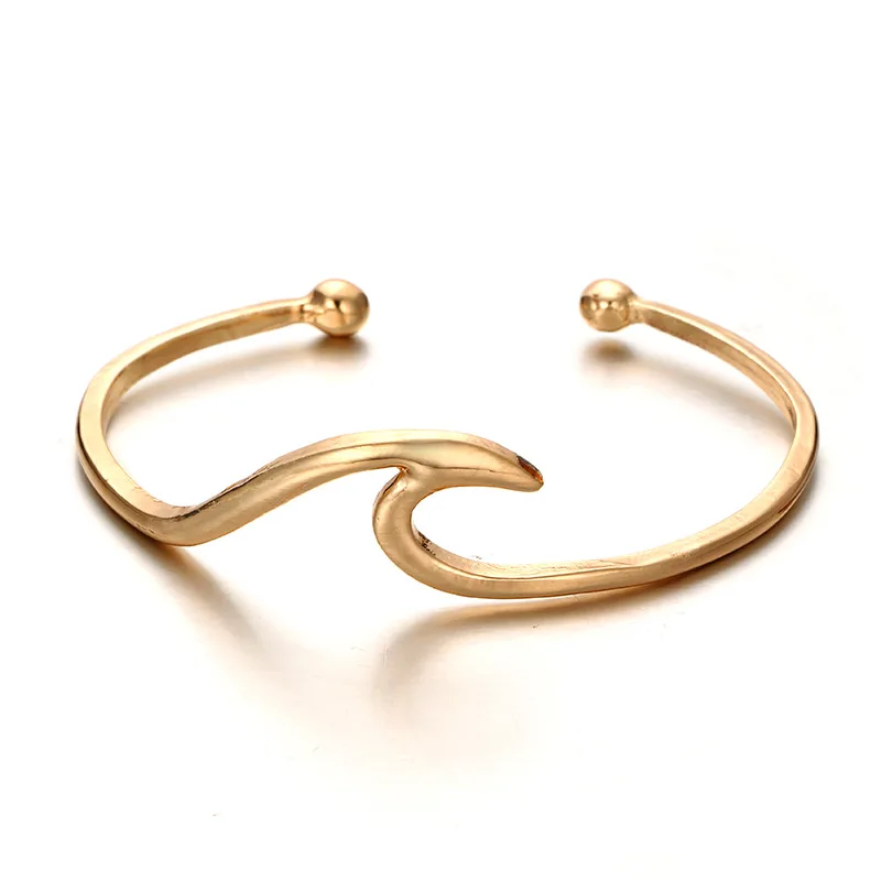 

Ocean wave bracelet Wave bangle Wire wrap gold or silver sea wave island surfer jewelry Bracelet for women men Boho beach Summer