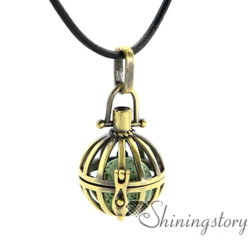 

bird cage openwork essential oil diffuser necklace diffuser pendant wholesale diffuser jewelry locket pendant necklace lava