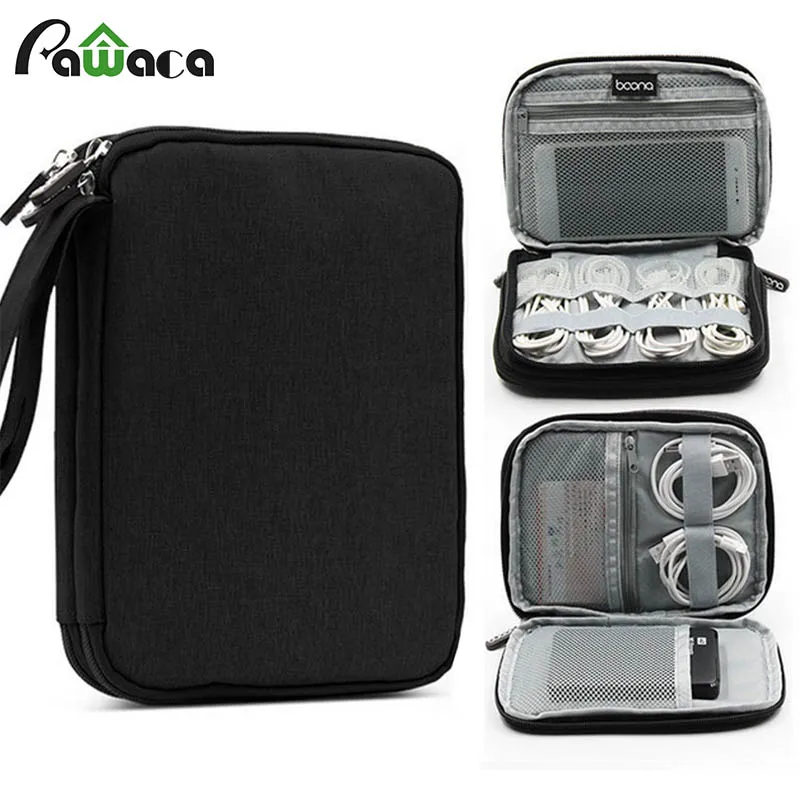 

Double layer Travel Mini cable bag Gadget Organizer Portable USB digital Electronics Accessories Storage Carrying Case 19*14*3cm