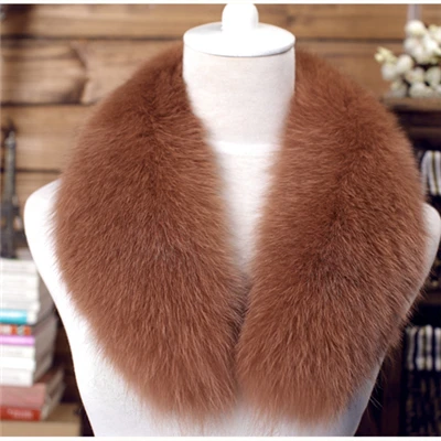 

SF0506 New Long Real Fox Fur Collar Scarf Women & Men Spring Winter Warm Solid Jacket Coat Detachable Fur Collar