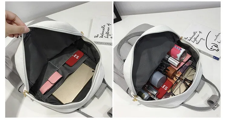 MJ Women Canvas Backpack Fashion Patchwork Canvas Travel Bag Female Large Capacity School Bag Backpack for Teenage Girls (22)