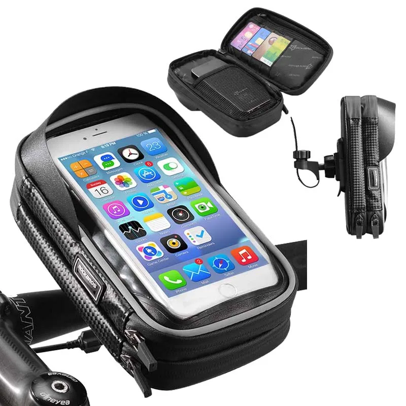 Perfect Rockbros Road Mountain Bike Bag Waterproof Cycling Front Tube Frame Bag 6.0" Touchscreen Bicycle Bag Phone Pannier Accessories 5