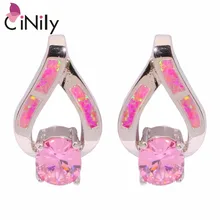 CiNily создан Розовый огненный опал розовый циркон посеребренный горячая Распродажа для женщин ювелирные изделия серьги-гвоздики " OH2416