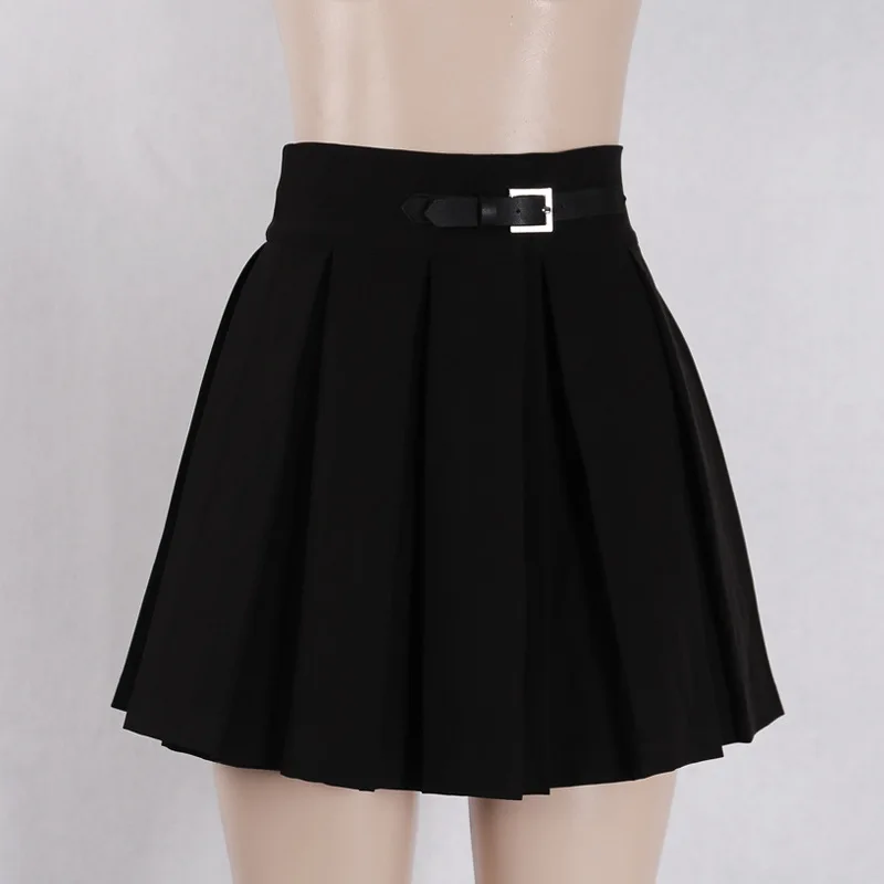 LMCAVASUN/Новинка года; Saias; винтажные клетчатые короткие юбки в стиле Харадзюку с высокой талией; плиссированная мини-юбка для девочек; юбки в консервативном стиле - Цвет: Черный