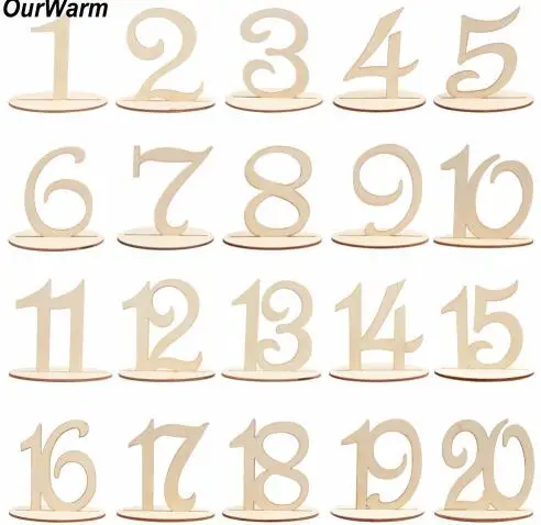 OurWarm 10 шт. деревенский Свадебный деревянный стол номер Номер Держатель сиденья Бохо крещение день рождения пользу для гостей украшения - Цвет: from 1 to 20
