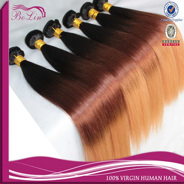 

New Arrival Three Tone Color 1B/33/27 4Bundles Ombre Brazilian hair weft Brazilian virgin hair straight ombre hair extensions