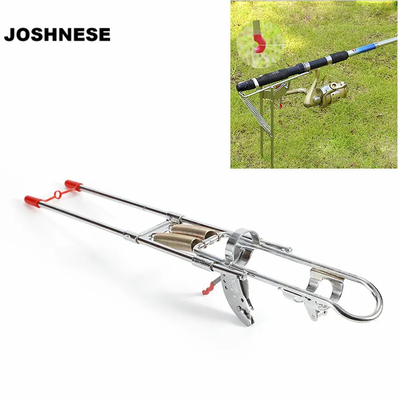 Image Automatic Stainless Steel Double Spring Tip Up Hook Setter Practical Fishing Pole Bracket Rod Holder Stand Rack + Tracking No.