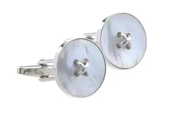 

10pairs/lot Knot Cuff links Silver Round Sea Shell/Glass Cufflinks Simple Fashion Wedding Gift Cuff Button Men's Jewelry 3 Color