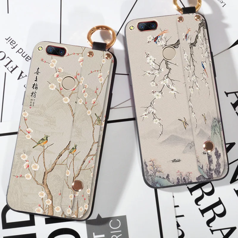 

3D Embossed Flowers Case For ZTE Nubia Z17 Mini S NX589J Hand Cover Wrist Strap Cases For Nubia Z17 / Z17S Capa Stand Coque