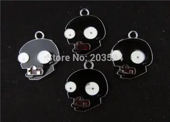 

AE198 100Pcs Mixed Enamel Zombie Skull Charms Pendants Pet Charm for Necklace Key ring Charm
