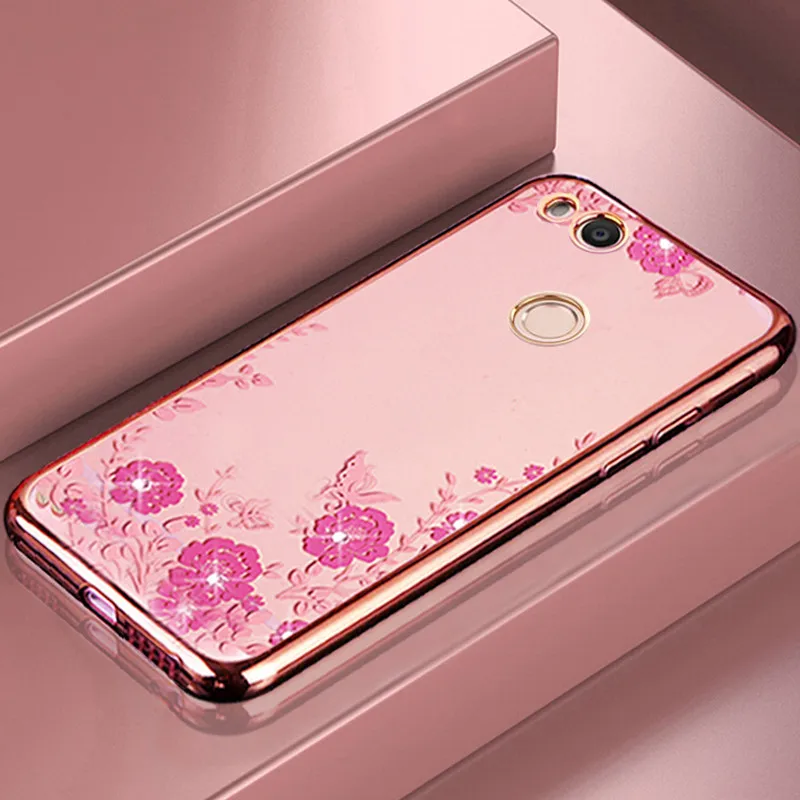 

Bling Bling Transparent Phone Case For Huawei P8 lite 2017 Case Soft TPU Clear Plating Floral Cover Huawei P8 lite Case Coque