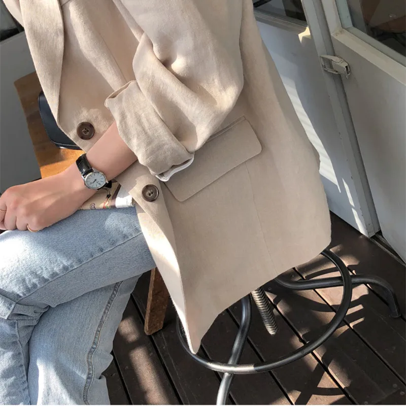 REALEFT Autumn New Arrival Solid Causal Single Breasted Women Jacket Blazer Notched Collar Female Suits Coats Fashion