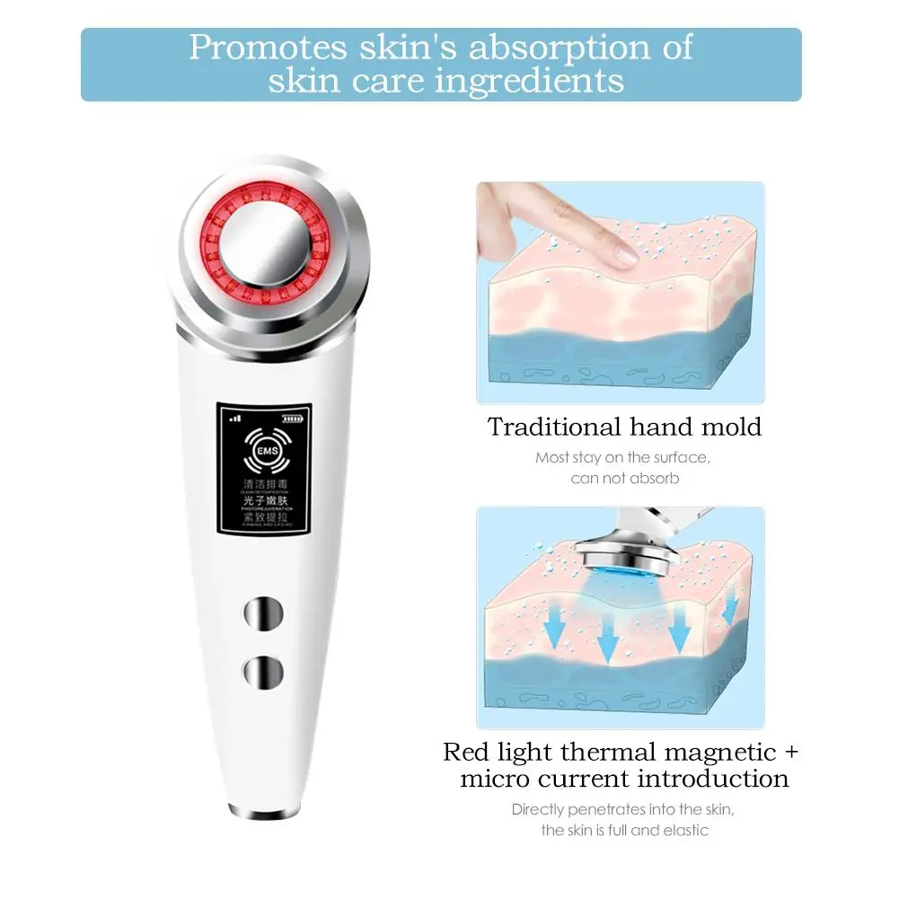 Branqueamento de Limpeza Instrumento de Beleza Cuidados com a Pele Colorido Levou Facial Limpeza Profunda Lifting Massageador Elétrico Dispositivo Luz 19 Cheap Utensílios de cuidado facial