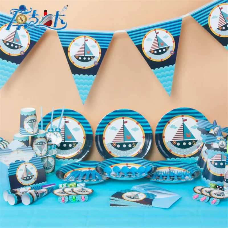

90PCS/Set Party Disposable Tableware Sets Cups Napkins 7''&9''Plates Tablecloths Knives Fork Spoon Invitation card Cartoon Kids