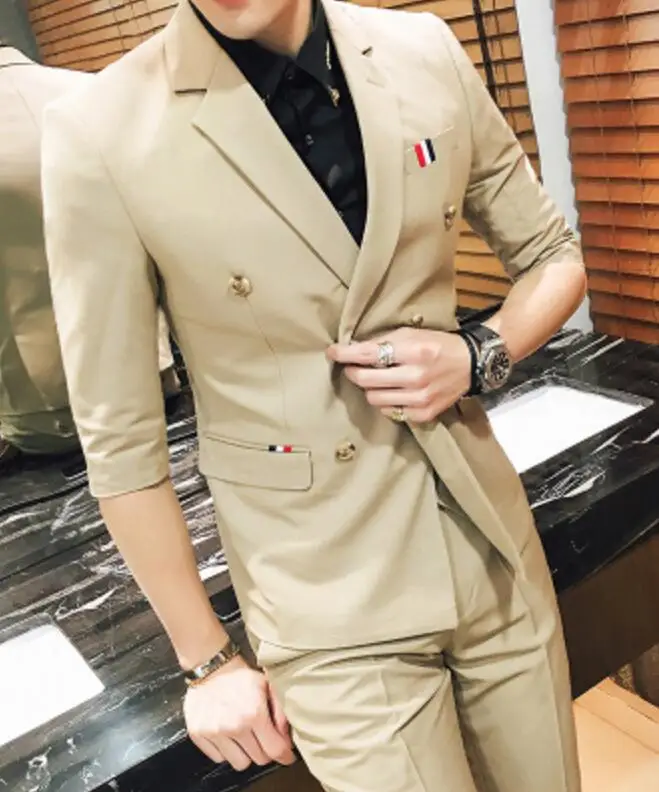 Костюм Homme Mariage 2019 голубые двубортные костюмы белые мужские свадебные s