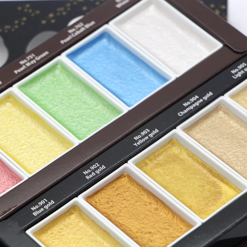 Kaufen JIANWU Japan kuretake ZIG Shiny edelstein perle 6 farben Tragbare kunst malerei Aquarell solide pigment aquarell Pulver