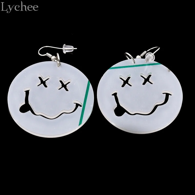 Lychee трендовые акриловые прозрачные висячие серьги улыбающееся лицо круглой