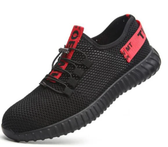 red strips black Европейские размеры 35-46 дышащая защитная обувь для мужчин; легкие летние прочные пирсинг рабочие сандалии одинарный, сетчатый кроссовки - Цвет: red strips black