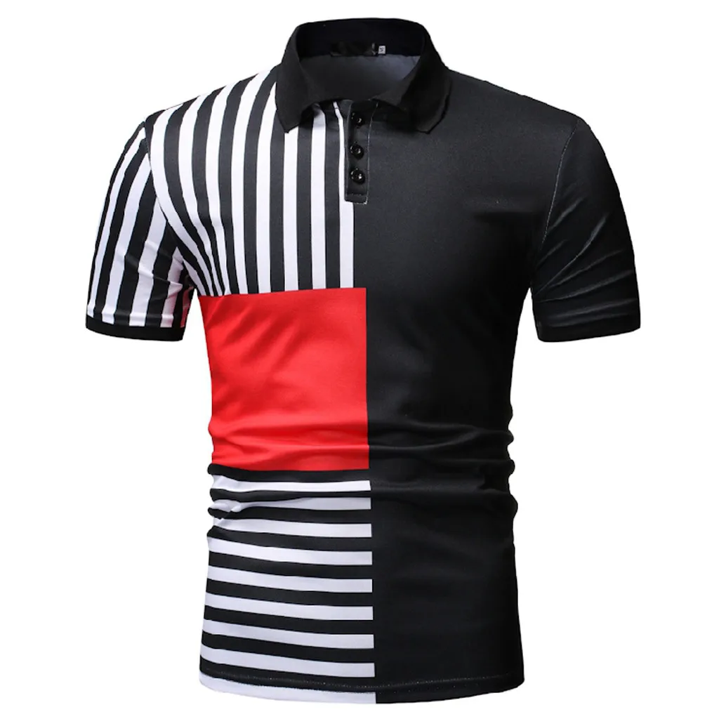 

Polo Shirt Men 2019 Camisa Polos Masculina Stripe Turn Down Collar Pullover Short Sleeve Men Polo Shirt Top Brand Clothing