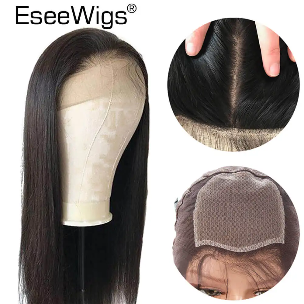 Eseewigs шелковая основа парики предварительно выщипанные волосы с детскими волосами бразильские волосы remy Шелковый Топ шелковистые прямые парики для женщин