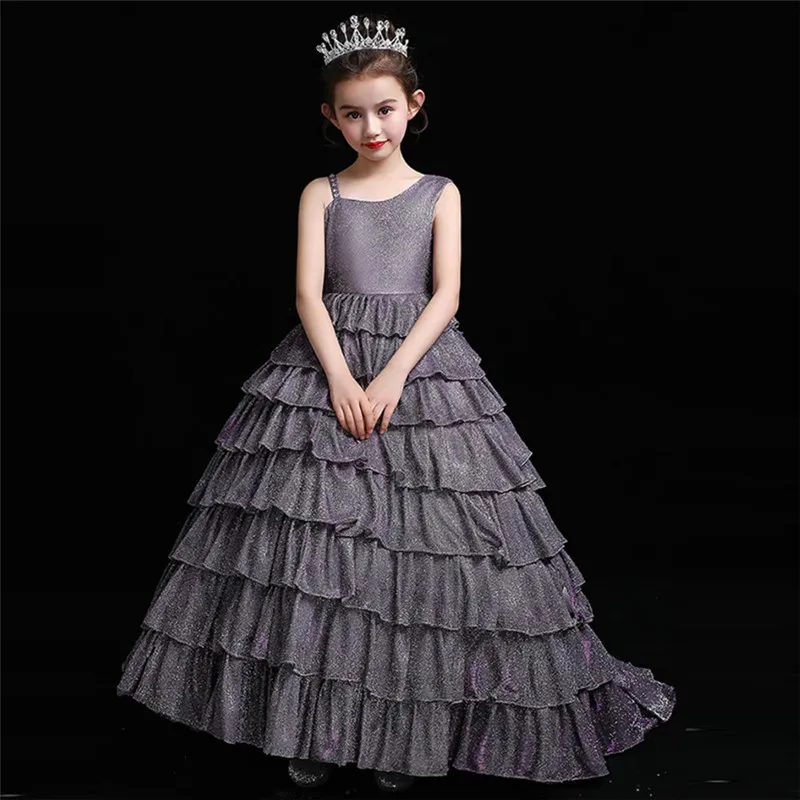 Vestido de Baile Vestido de Meninas Noite de Férias Vestido de Festa Luxo Verão Novas Crianças Modelo Show Desempenho Lindo Long Tail Crianças à da Princesa 4 Lindo Long Tail vestido de Baile Vestido