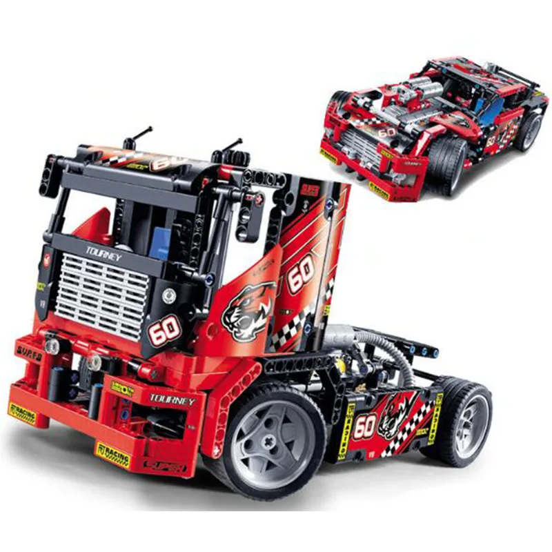 

608pcs Race Truck Car 2 In 1 Transformable Model Building Block Sets Decool 3360 DIY Toys Compatible With Legoed Technic gh20