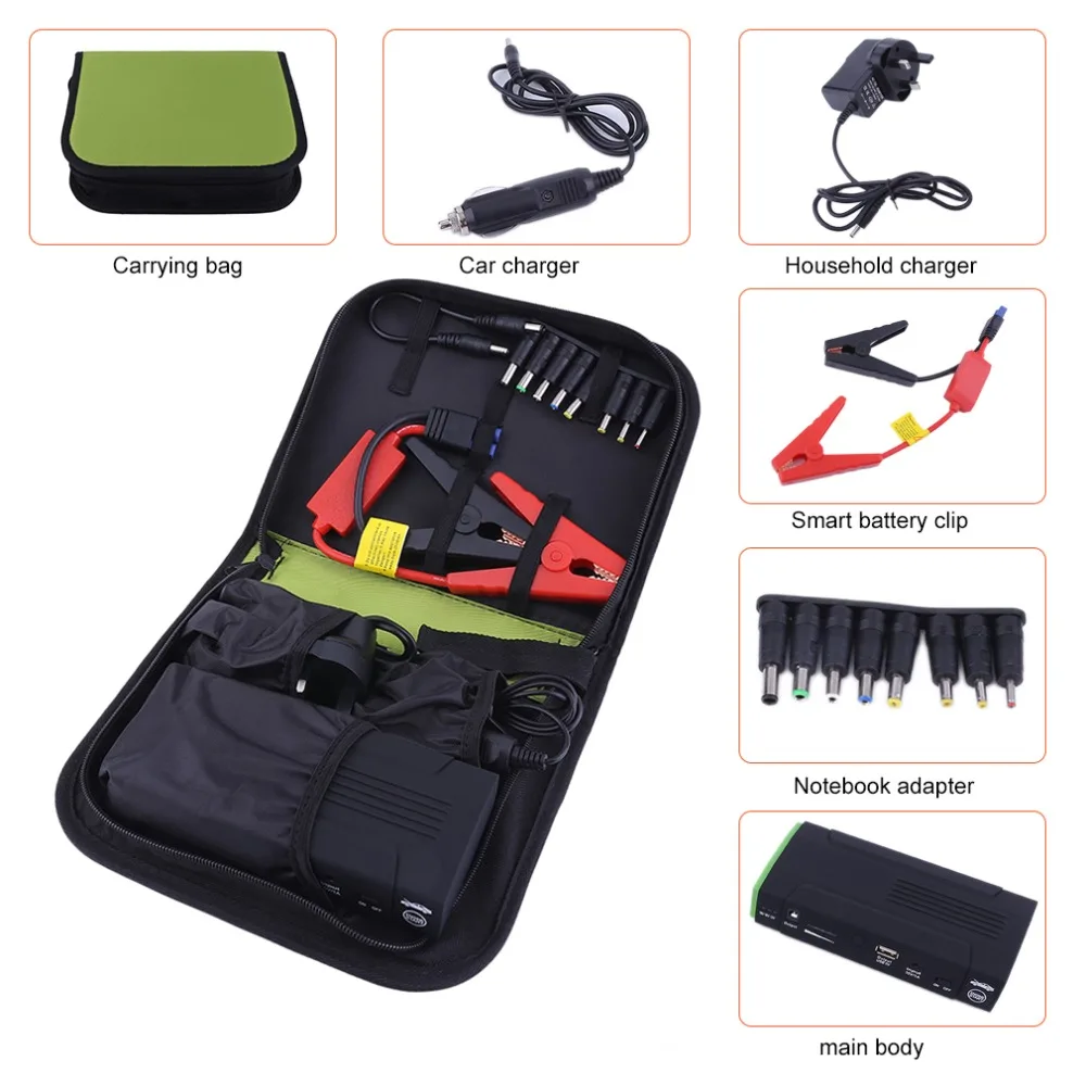 

68800MAH 12V Anti-Slip Design Portable Car Jump Starter Booster Vehicle Emergency Power Bank Battery Charger