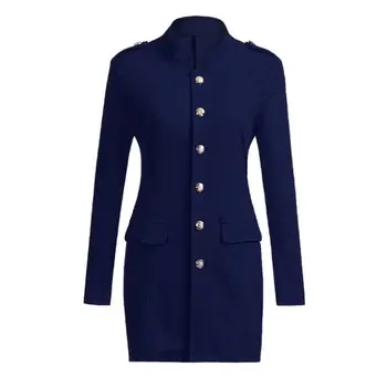 

Women's Button Open Front Suit Military Blazer Ladies Office Work Jacket Coat