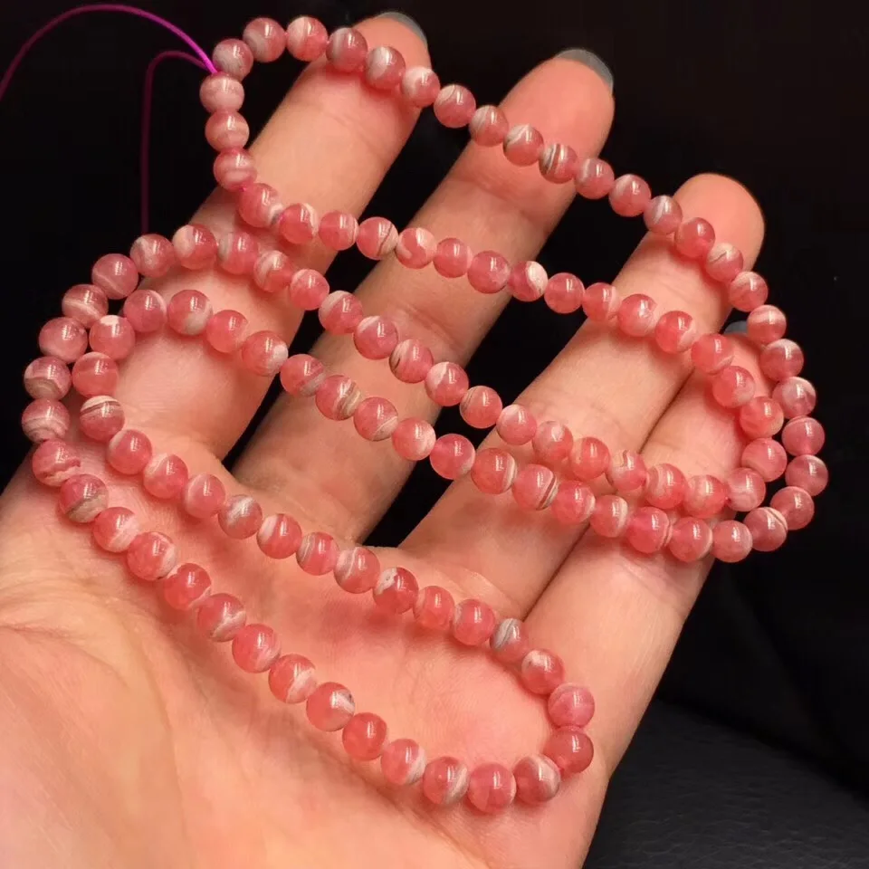 

5.4mm Natural Argentina Rhodochrosite Bracelet Jewelry For Women Female Crystal 108 Round Beads Stretch Fashion Bracelet AAAAA
