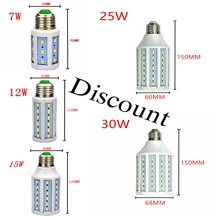 Скидка SMD5730 7W 12W 15W 25W 30W светильник лампочка B22 E26 E27 E14 светодиодный светильник светодиодный лампы 85-265 V/AC Светодиодная лампа-Кукуруза Светильник лампочка