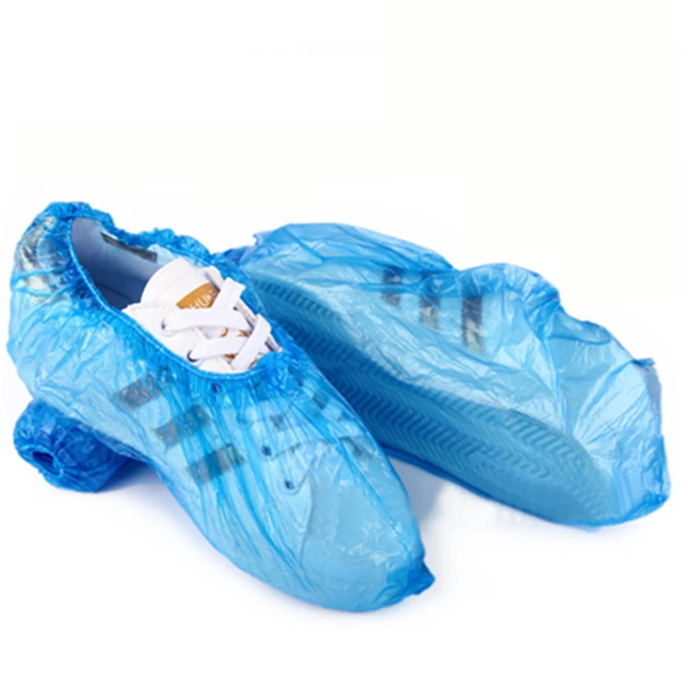 100 шт./компл. Одноразовые Синие Пластиковые водонепроницаемые бахилы покрытие обуви
