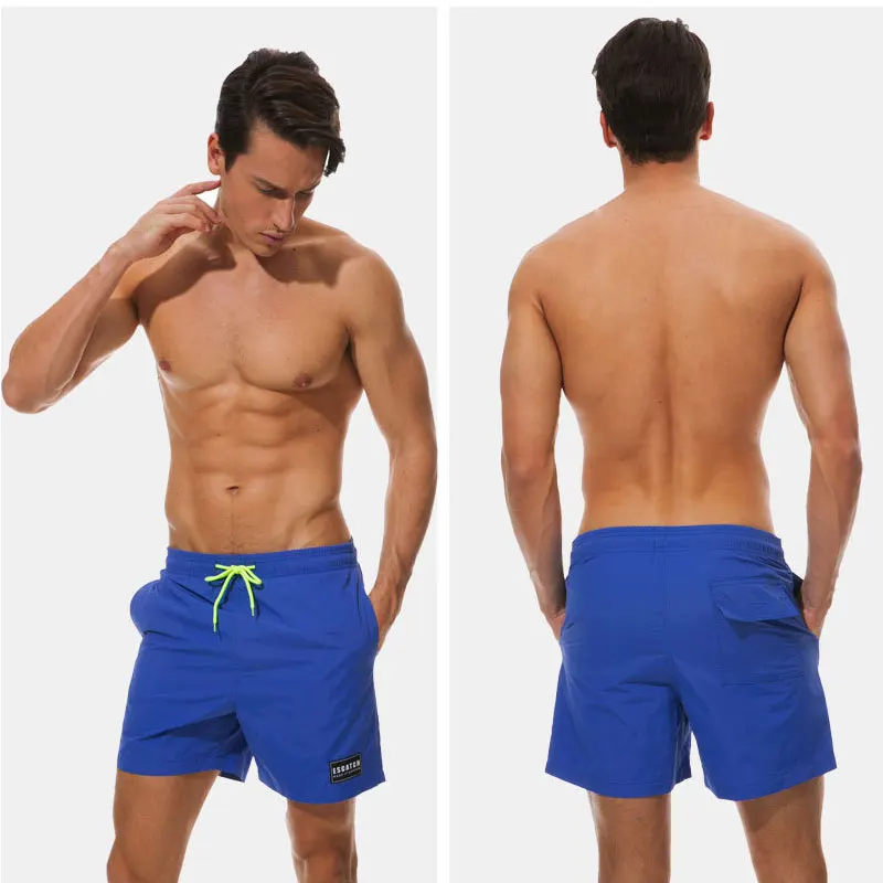 Нейлон Водонепроницаемый пляжные шорты мужские летние однотонные Цвета эластичный пояс Короткие штаны отпуск Пляжные штаны