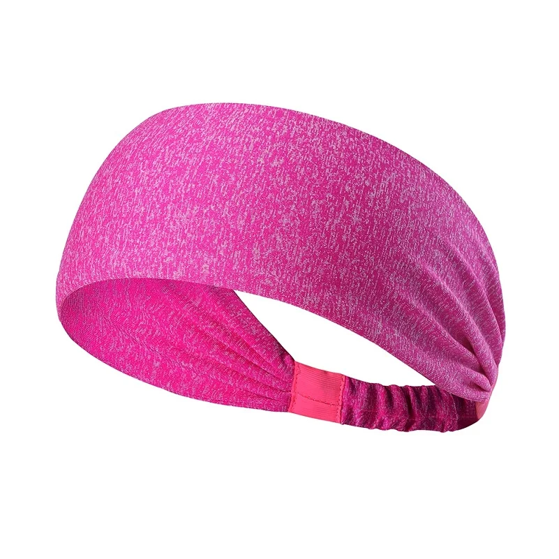 Быстросохнущая спортивная повязка для головы с защитой от пота, широкий впитывающий пот, повязка для волос, шарф для фитнеса, йоги, бега - Цвет: Розовый