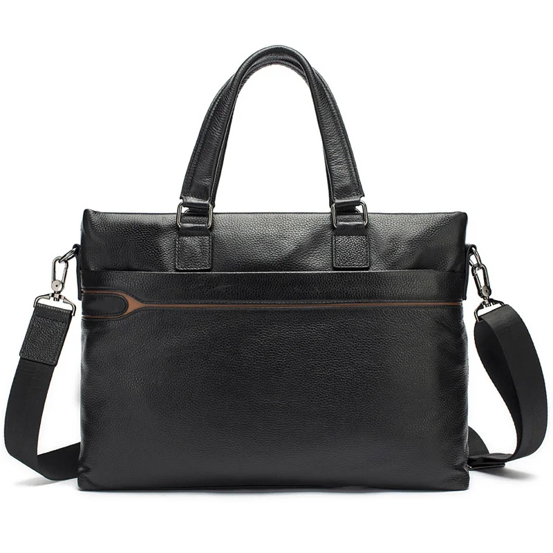

European And American Men'S Portable Briefcase Fashion Trend Men'S Business Shoulder Computer Bag Leather Men'S Bag