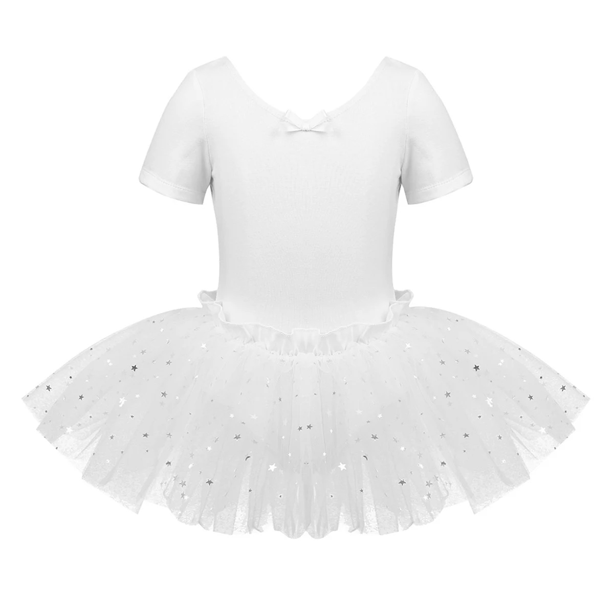 Детская Балетная одежда из тюля для девочек, u-образная Одежда для танцев на спине, танцевальная одежда для подростков, трико для гимнастики, танцевальное платье-пачка, костюмы для балерины - Цвет: White