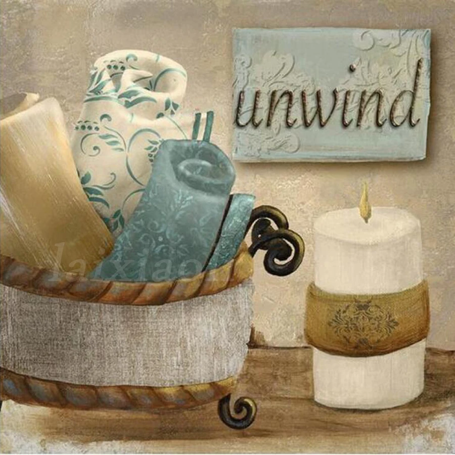 5d Diy Diamond Painting Modern Retro Bathroom decoration wall painting