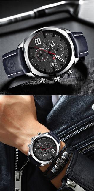 CURREN Watch Men Waterproof Chronograph Sport Military Male Clock Top Brand Luxury Leather Man Wristwatch Relogio Masculino 8324
