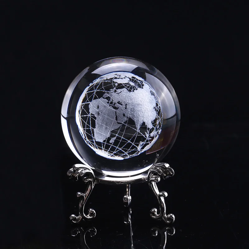 Globe du monde bleu en verre, boule de cristal de 60mm, sphère de la terre  avec support, ornements d'astronomie, Figurines de décoration pour la  maison et le bureau - AliExpress