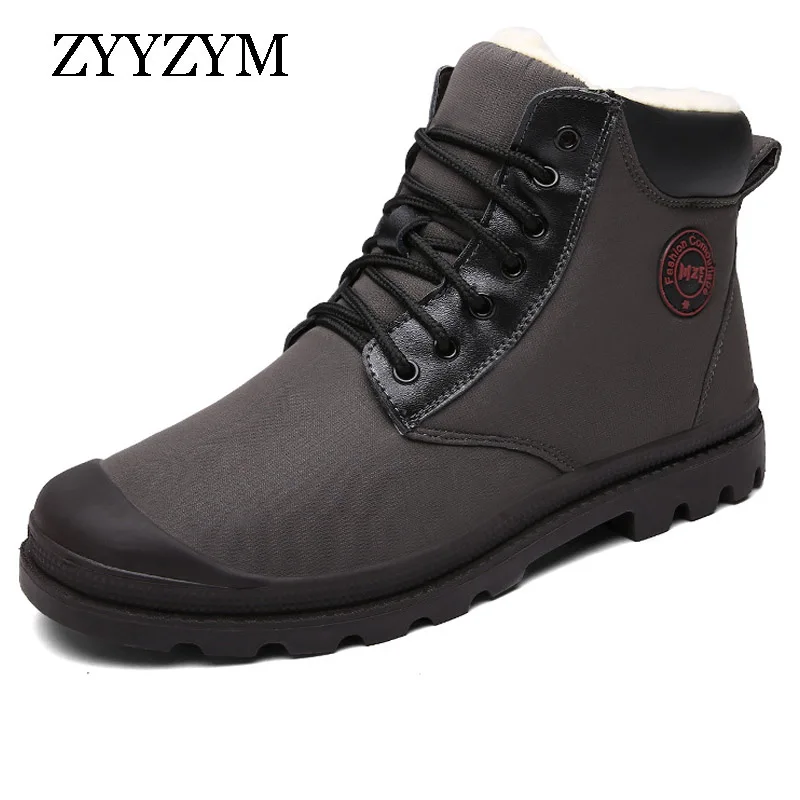 ZYYZYM/мужские зимние ботинки стильные модные уличные зимние ботинки на шнуровке теплые мужские ботинки Zapatos De Hombre