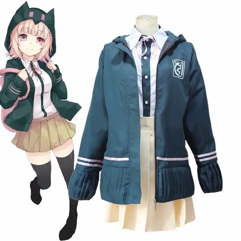 Супер DanganRonpa 2 Костюмы Chiaki Nanami костюм куртка рубашка юбка школьная форма моряка