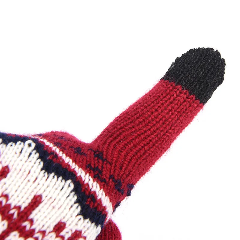 Теплые женские зимние перчатки полный палец руки теплые сенсорный экран Ганц мужской вязать шерсть толстые варежки Рождество олень зимние перчатки