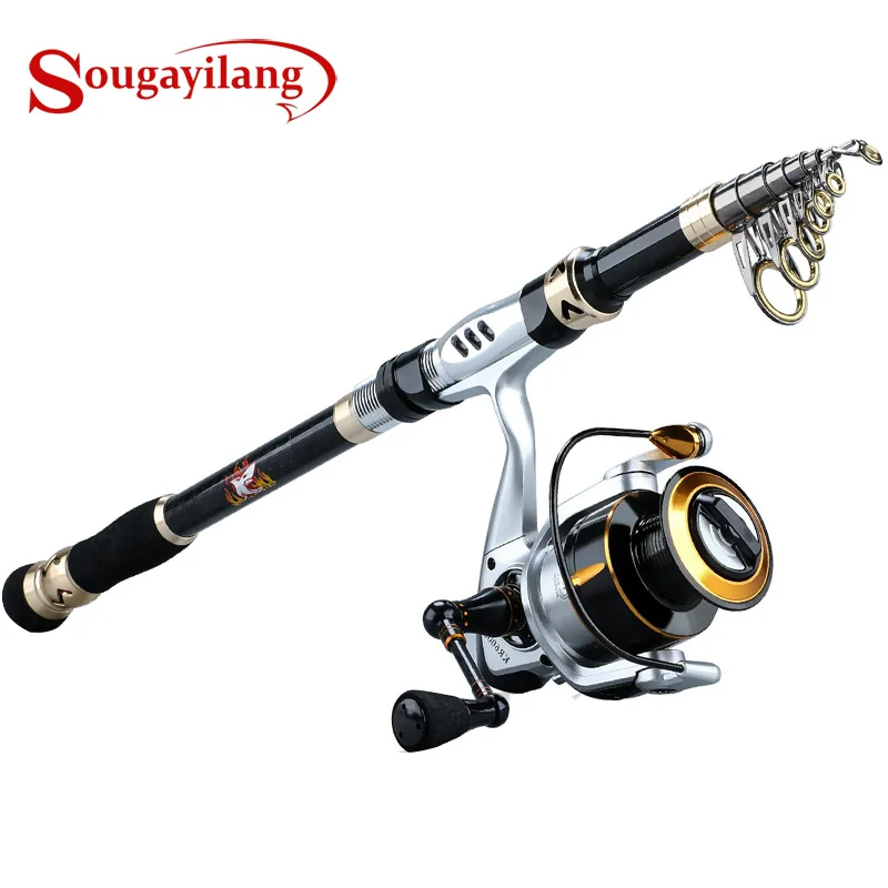 Sougayilang 1.8-3.6 m غزل الصيد رود كومبو تلسكوبي الصيد قضيب و 5.0: 1 الصيد بكرة السفر الصيد قضيب Pesca