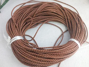 

Z-4531 3mm Dark Brown Braided Leather Cord For Jewelry Making