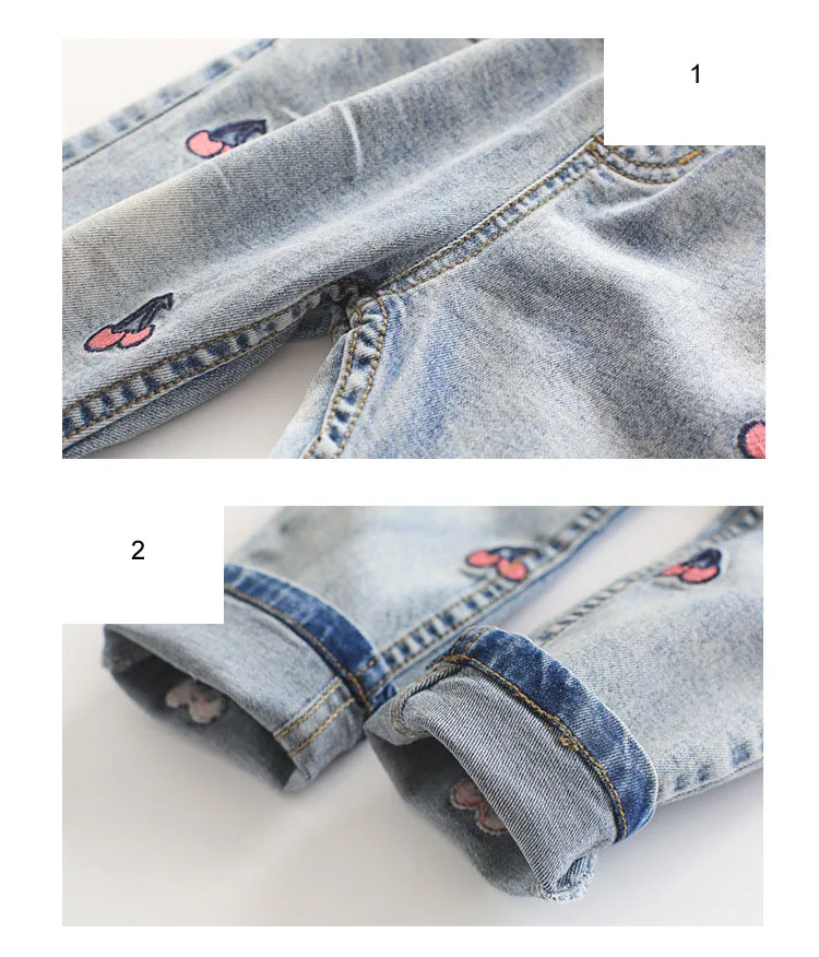 Джинсы для маленьких девочек веселый Печать Мода Дети Детские джинсы прекрасный для маленьких девочек одежда джинсовые брюки для От 3 до 12