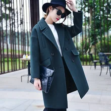 Прямая, зимние пальто, толстые, теплые, в форме кокона, повседневные, длинные, женские, шерстяные пальто, большой размер, 2XL, прямая