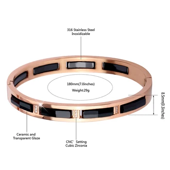 

High Quality Rose Gold Color Anti-Allergy Ceramic bracelet bangle for Women Fashion Jewelry Australia Crystal Bracelet Wedding