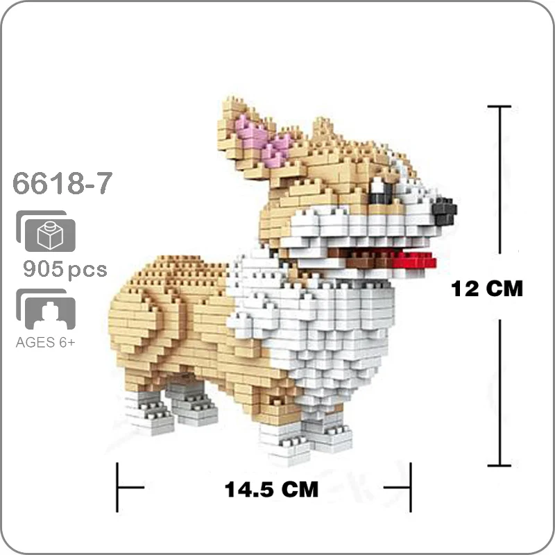 Строительные блоки Собака Тедди Шнауцер такса Хаски корги колли 3D модель животного алмаз мини игрушка - Цвет: Corgi