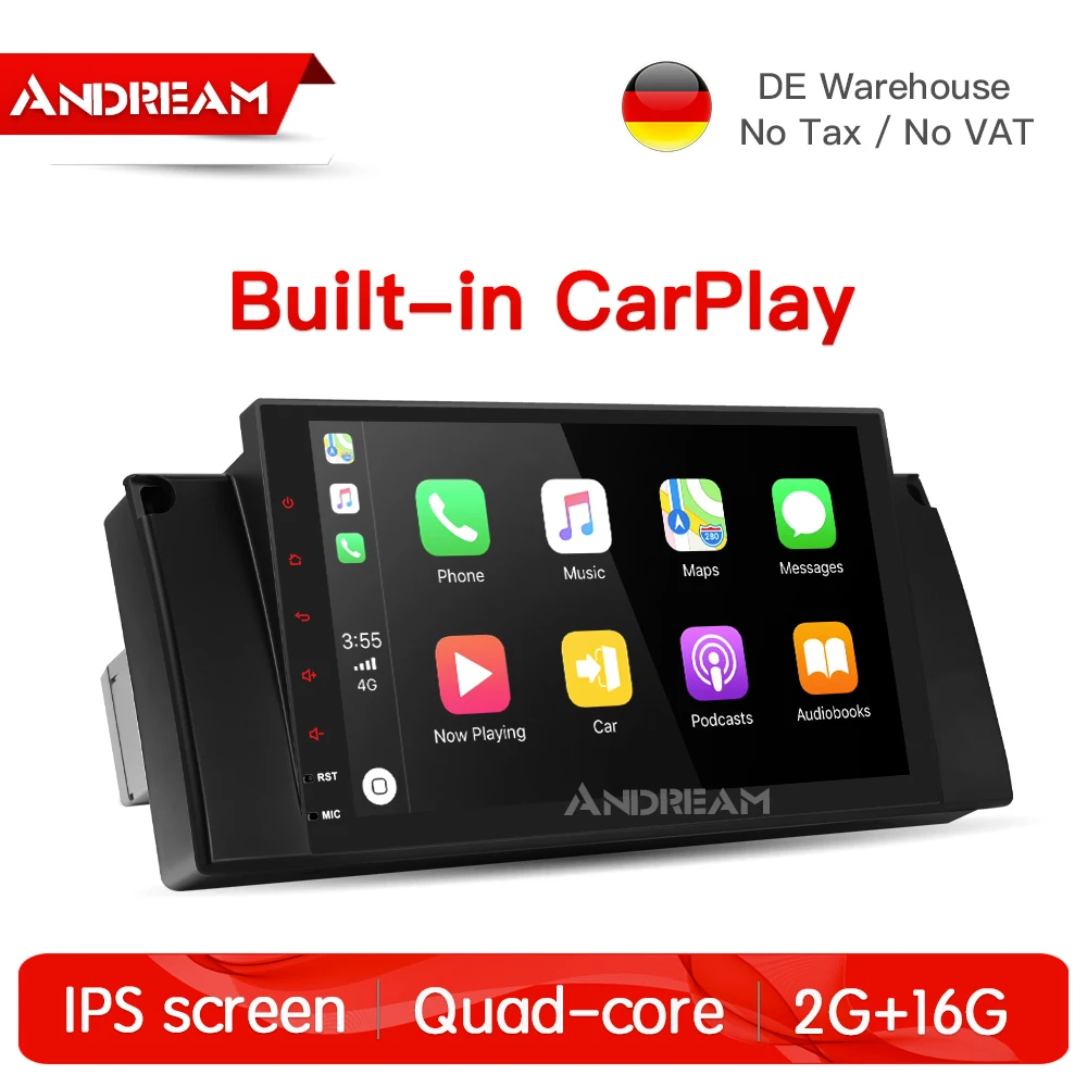 

Quad-Core Android 7.1 2G+16G 2.5D IPS screen Built-in CarPlay For BMW E39 E53 Support GPS Navigation 4G FM Radio