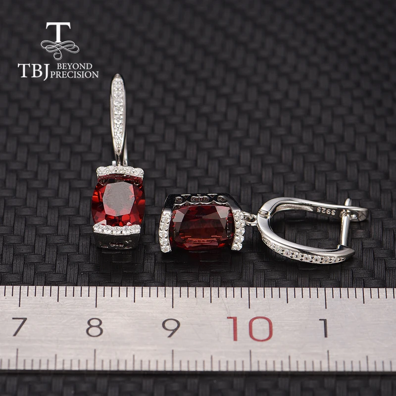 TBJ, натуральный красный гранат, серьги, драгоценный камень, серебро 925 пробы, хорошее ювелирное изделие, простой дизайн для женщин, лучший подарок на день Святого Валентина с коробкой